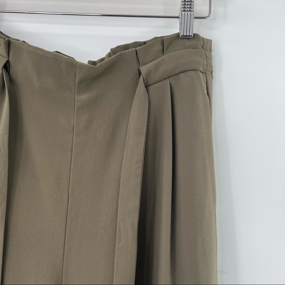 Workhall army green high waisted wide leg pants with belt size S - Picture 3 of 6
